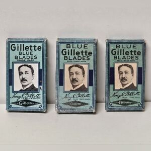 Vintage Gillette Blue Blade Razor Blade Lot of 3 (1 pack of 10, 2 Packs of 5)